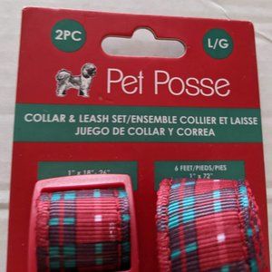 Pet Posse Christmas Print Dog Collar & Leash Set